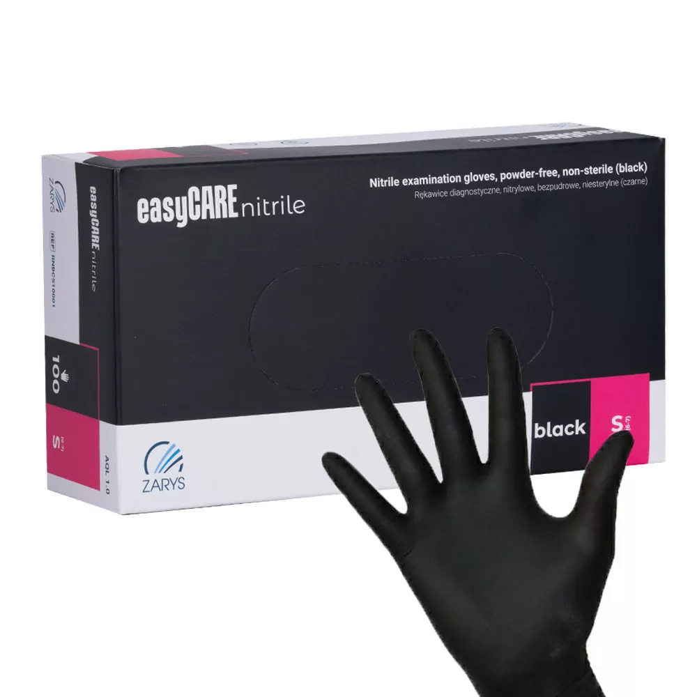 Nitrilové rukavice bez latexu, černé (S) - 50 párů