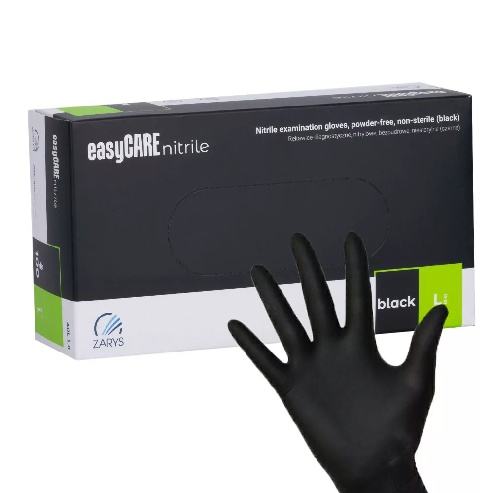 Nitrilové rukavice bez latexu, černé (L) - 50 párů