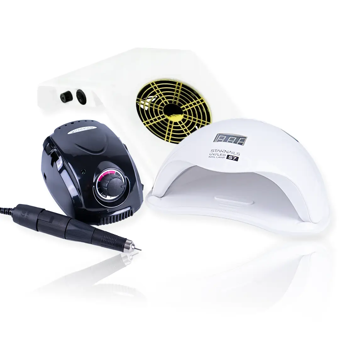 Sada STARNAILS Nail Drill JD102 & UV/LED Lamp S7 & Nail Dust Collector - bruska na nehty s UV lampou a odsávačkou