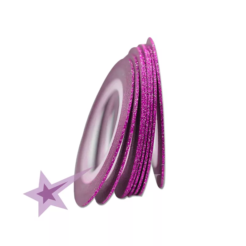 Samolepící zdobící páska na nehty sparkle růžová, 1mm
