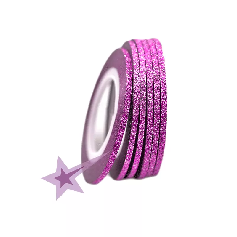 Samolepící zdobící páska na nehty sparkle růžová, 2mm