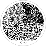 Razítkovací destička JQ43 - ornamenty, zebra, srdíčka