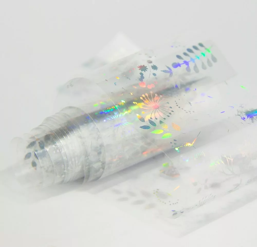 Zdobicí fólie na nehty - Holographic Silver Spring, 100cm