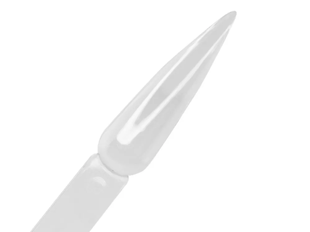 Vzorník na UV gel/ gel lak/ lak, CLEAR - tvar stiletto, vějíř 