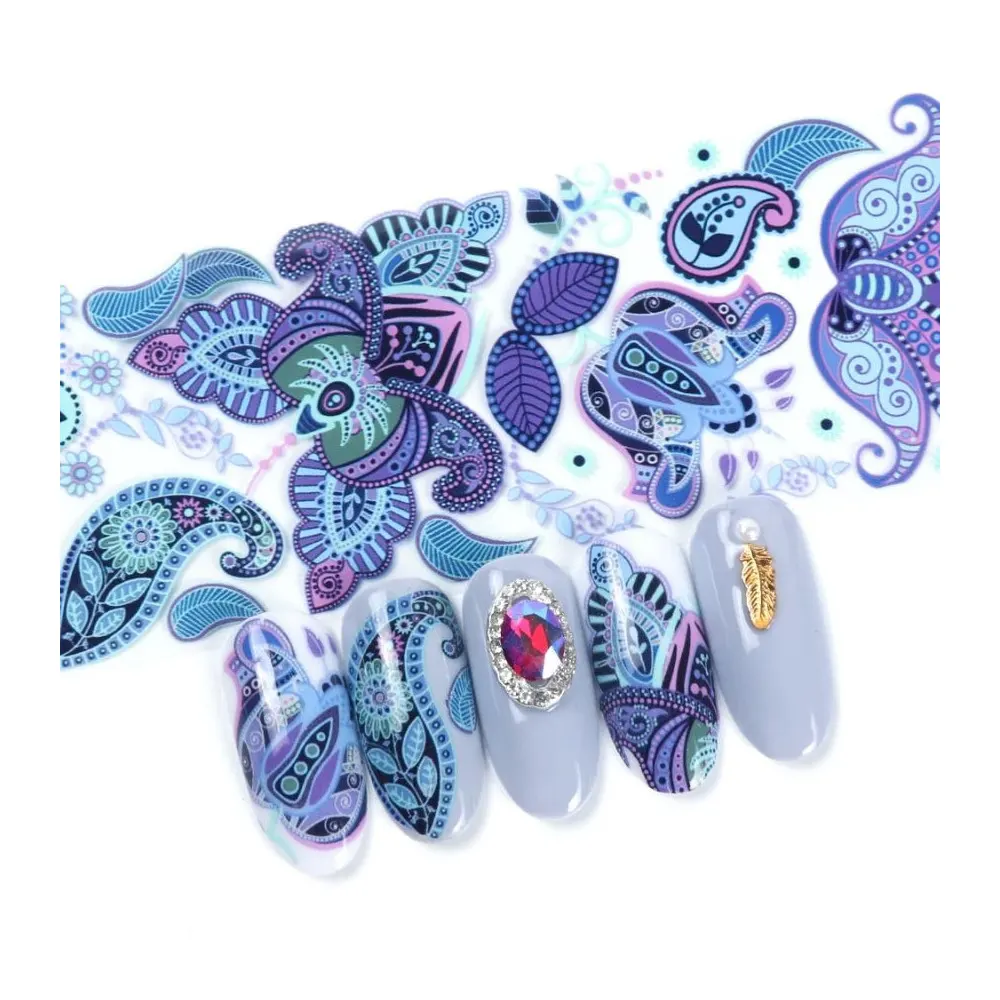 Zdobicí fólie na nehty - Blue Ornaments, 100cm
