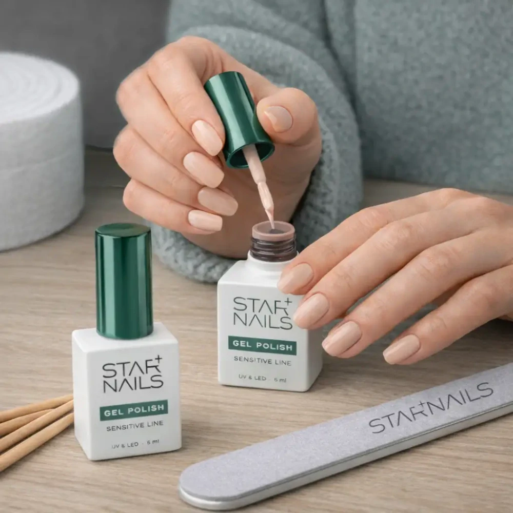 Sada STARNAILS Gel Polish Sensitive Line Starter Set - univerzální základ pro modeláž gel lakem bez lampy pro citlivé nehty