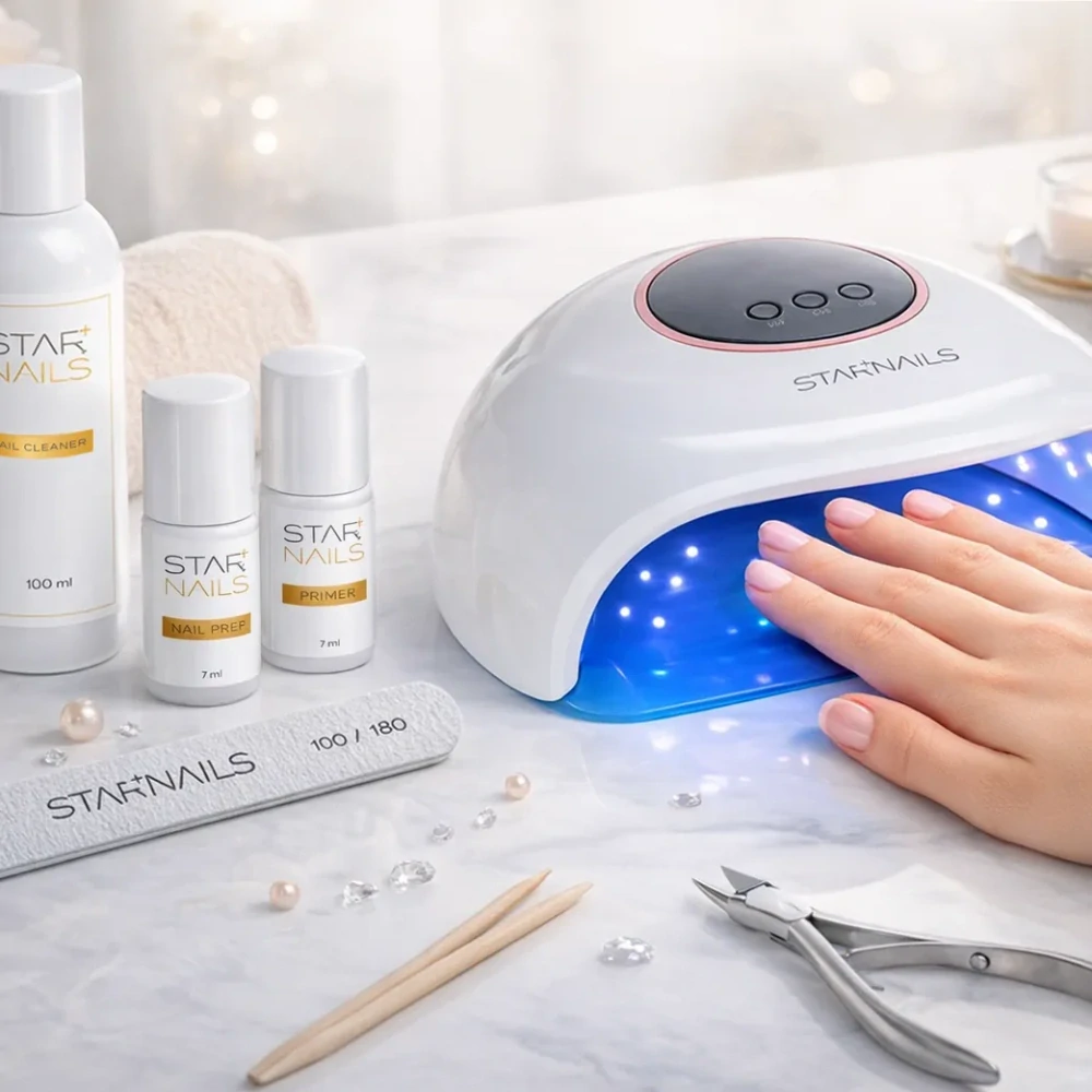 Sada STARNAILS Gel Polish Starter Set + UV/LED S11 - univerzální základ pro modeláž gel lakem s UV lampou 