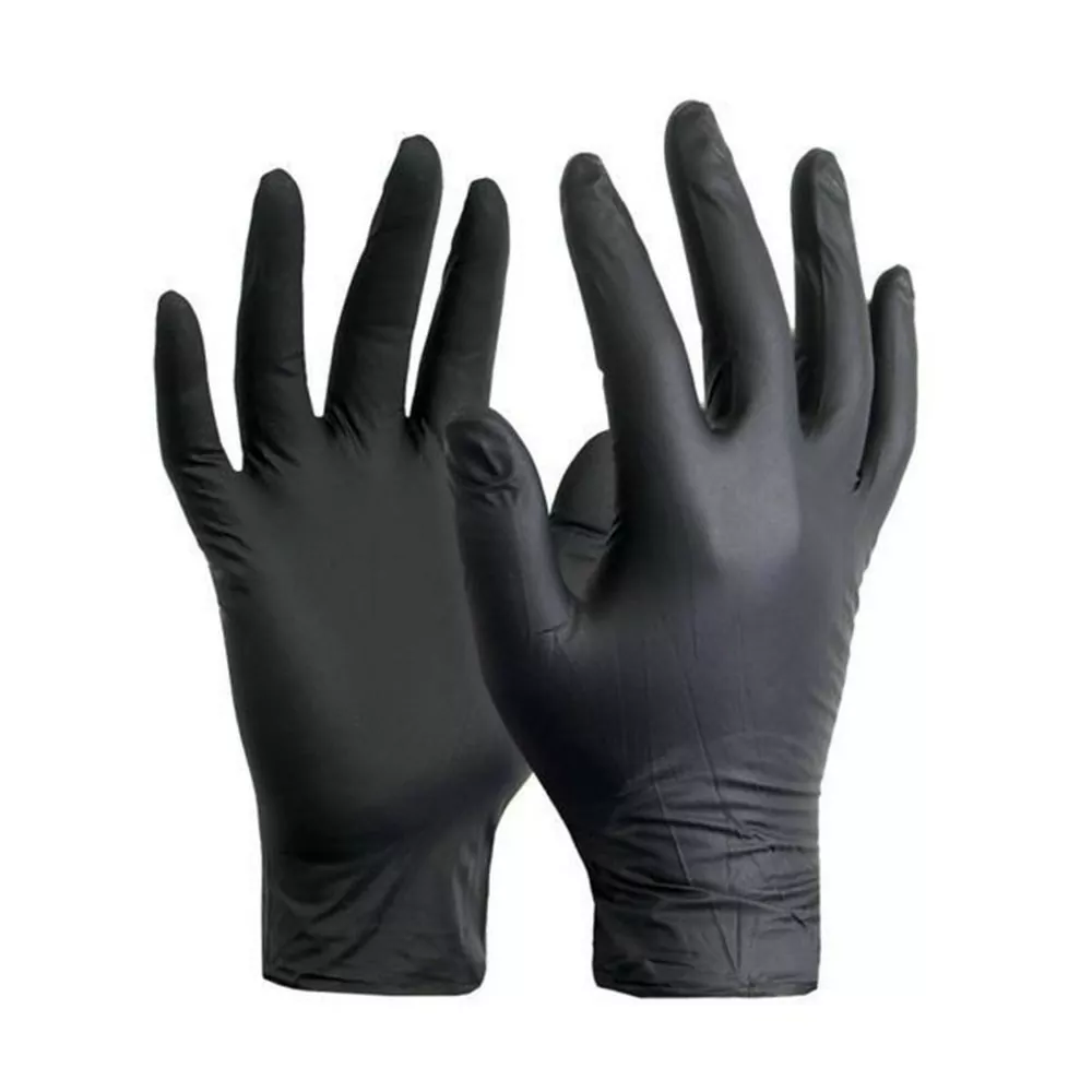 Nitrilové rukavice bez latexu, černé (L) - 50 párů