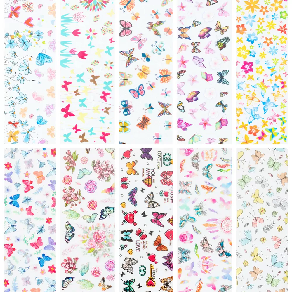 Zdobicí fólie na nehty - Flower Butterflies, 10x100cm