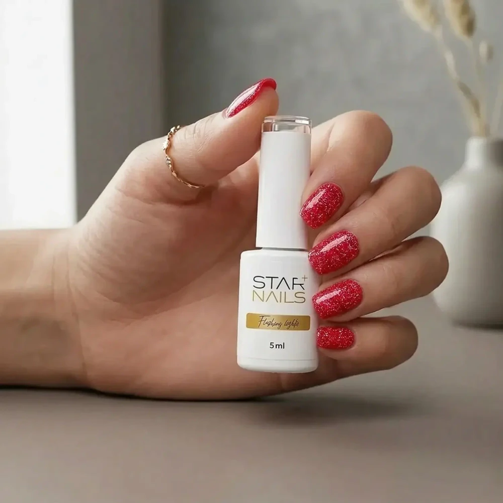 UV/LED Gel Polish Flashing Lights, 5ml - 020, Monarch - tmavší karmínově červený gel lak