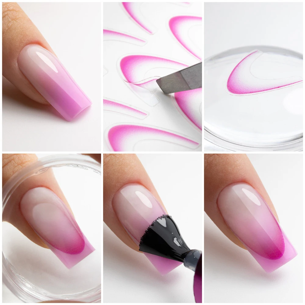Samolepky na nehty ombré - dark pink