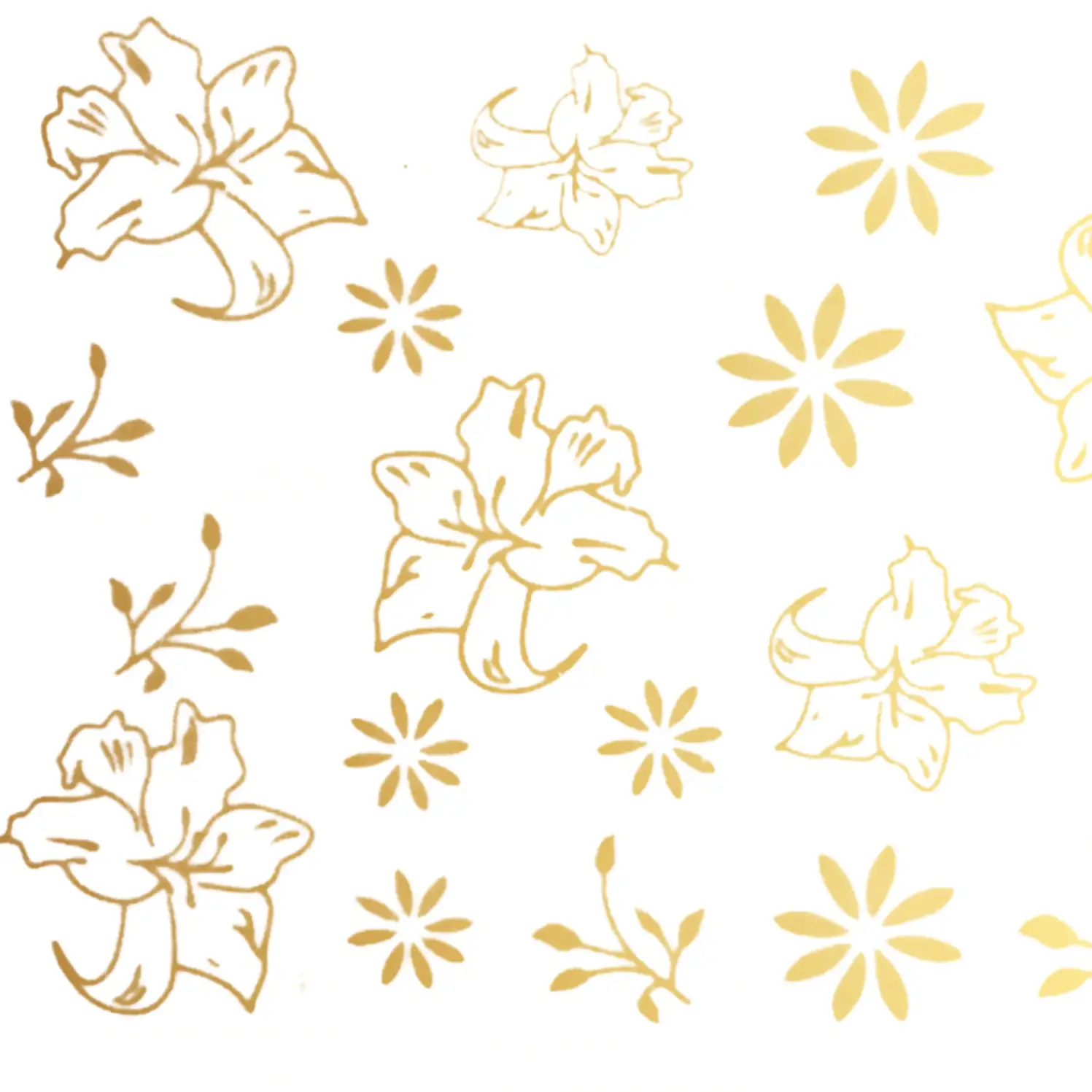 Zdobicí fólie na nehty - Gold Series Flowers, 100cm