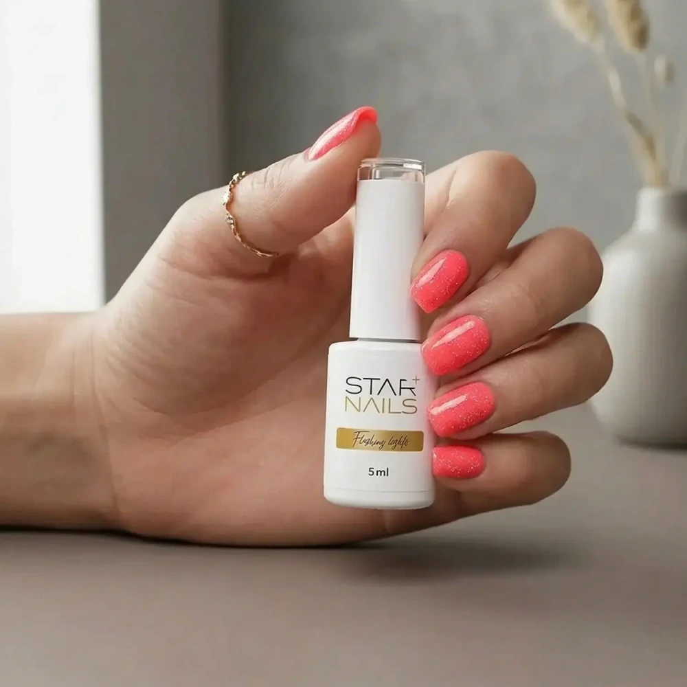 UV/LED Gel Polish Flashing Lights, 5ml - 023, Calypso - neonově korálově růžový gel lak