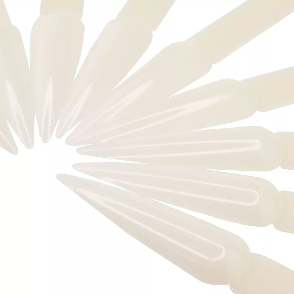 Vzorník na UV gel/ gel lak/ lak, NATURAL - tvar stiletto, vějíř