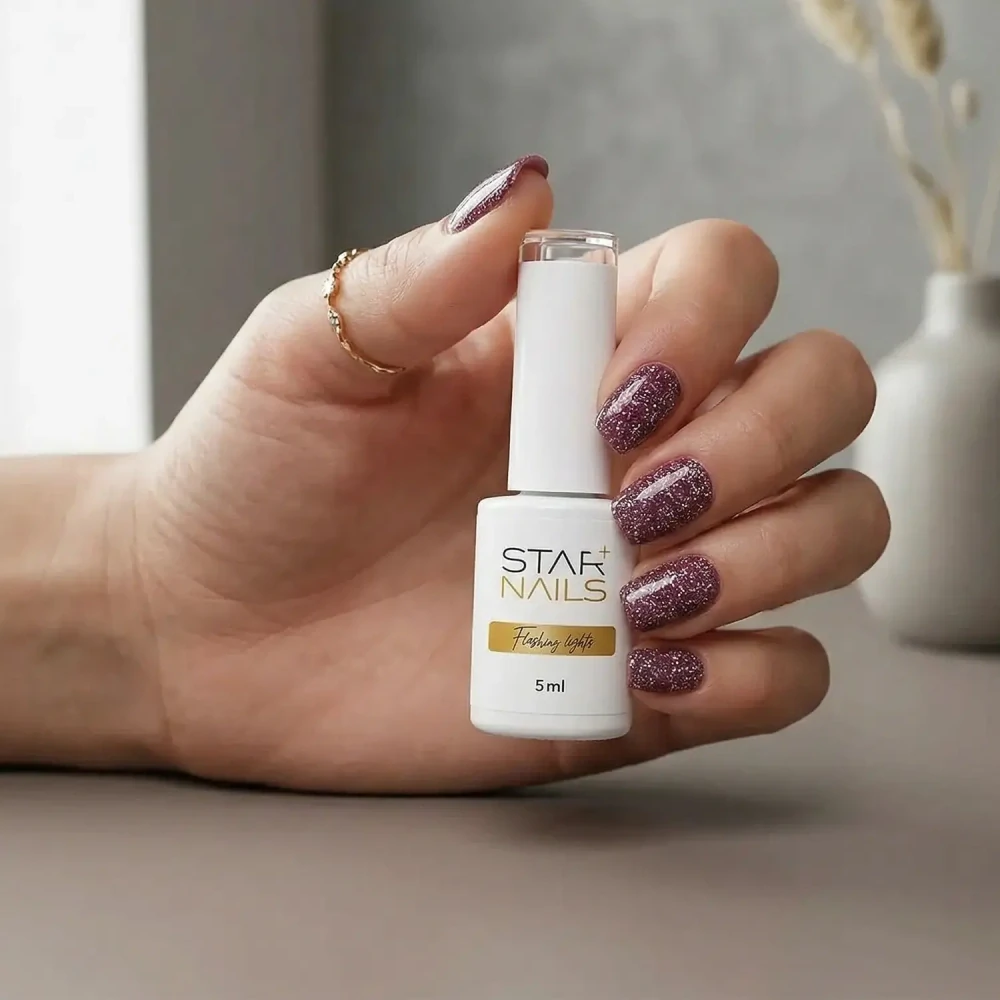 UV/LED Gel Polish Flashing Lights, 5ml - 001, Popstar - mauve růžový gel lak