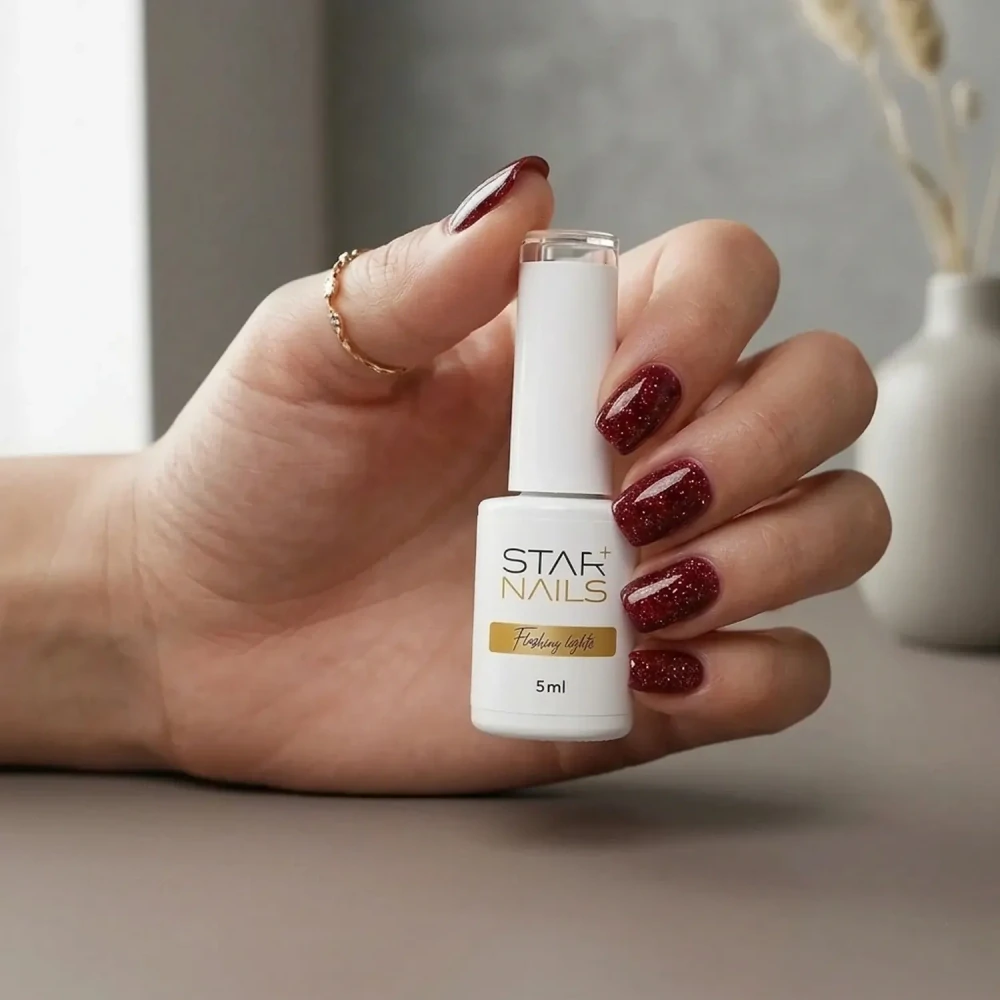 UV/LED Gel Polish Flashing Lights, 5ml - 005, Barolo - rubínově červený gel lak
