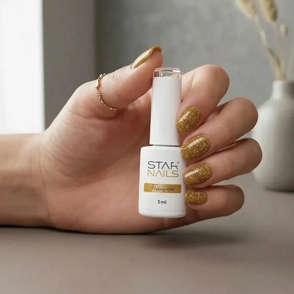 UV/LED Gel Polish Flashing Lights, 5ml - 007, Tiger - hořčicově zlatý gel lak