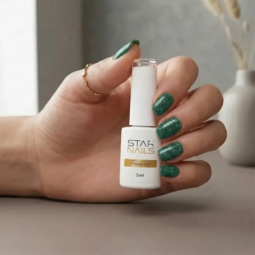 UV/LED Gel Polish Flashing Lights, 5ml - 008, Jewel - smaragdově zelený gel lak