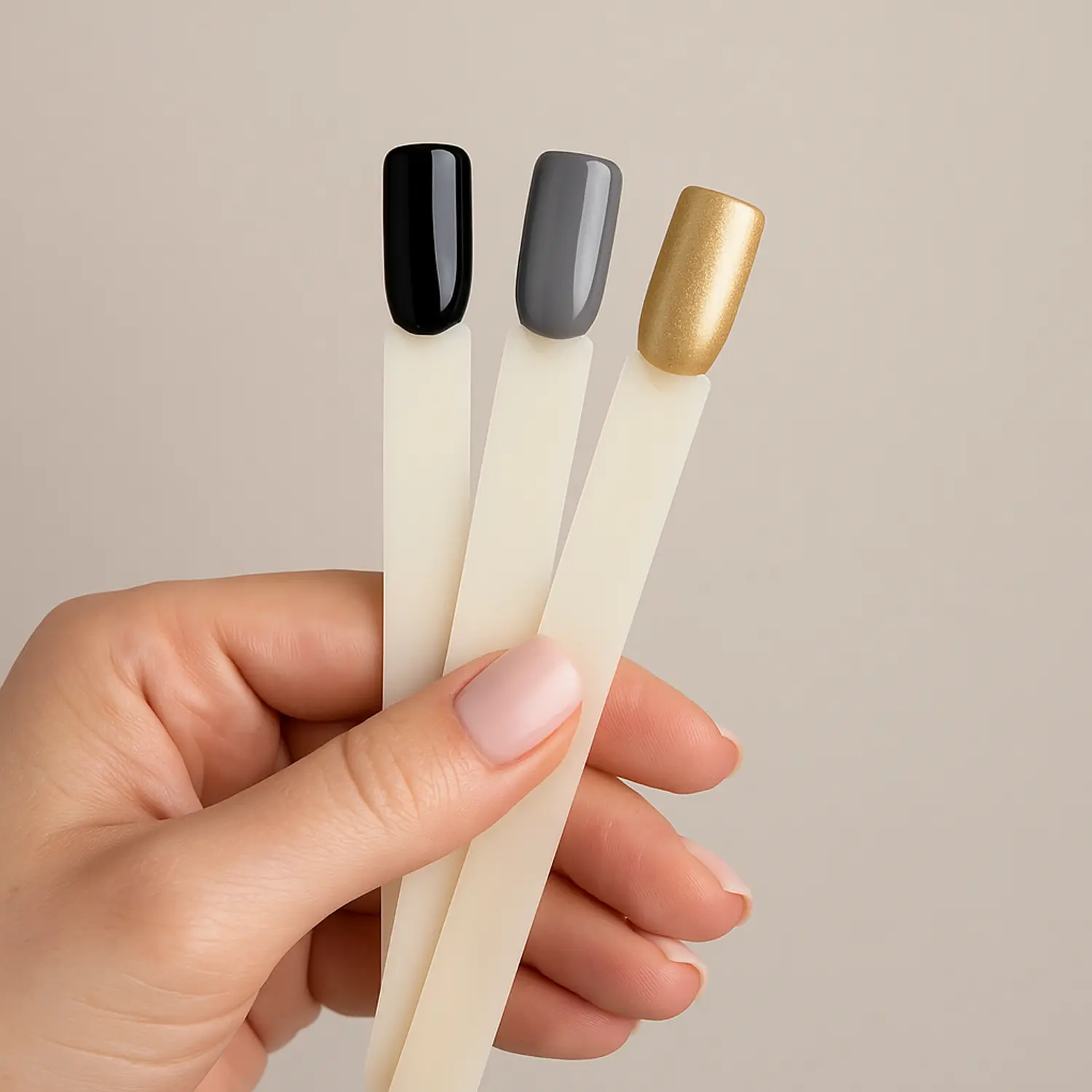 Vzorník na stojanu pro UV gel/ gel lak/ lak, NATURAL - tvar squoval, vějíř