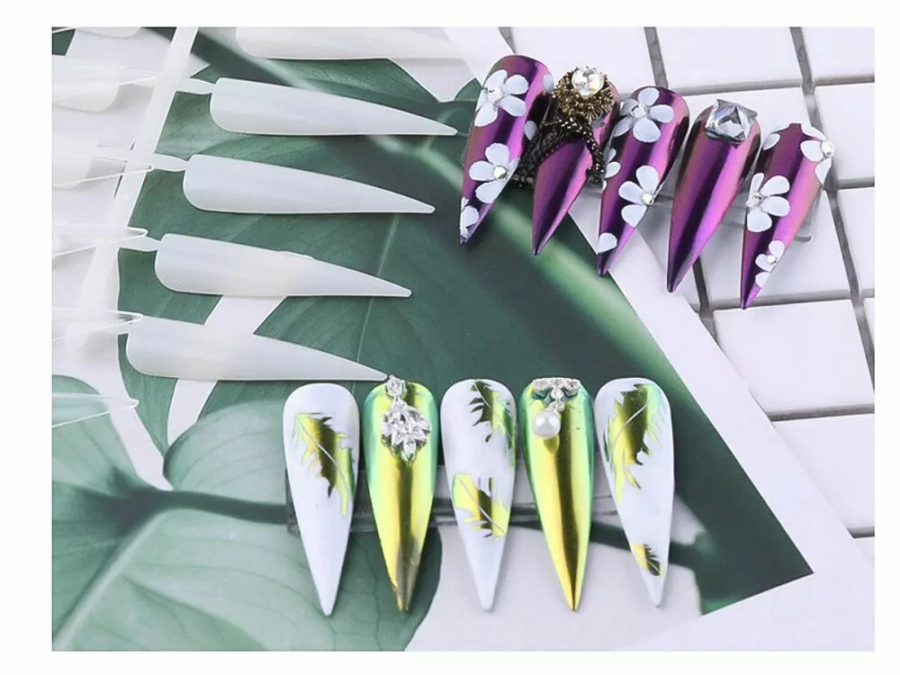 Vzorník na UV gel/ gel lak/ lak, NATURAL- tvar stiletto, tipy pro prezentační knihy 