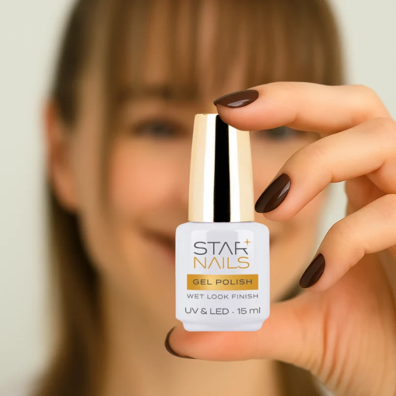 UV/LED Gel Polish Wet Look Finish, 15ml - lesklý čirý top s efektem skla