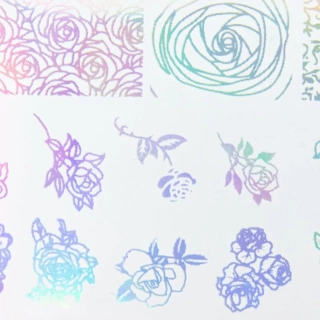 Zdobicí fólie na nehty - Holographic Silver Roses, 100cm