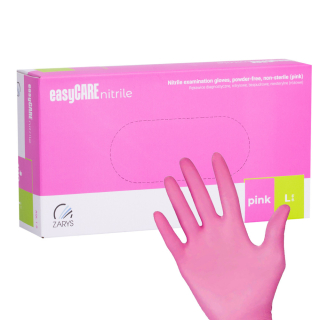 Nitrilové rukavice bez latexu, růžové (L) - 50 párů