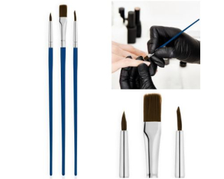 Sada 3 štětců na nehtovou modeláž - modrá