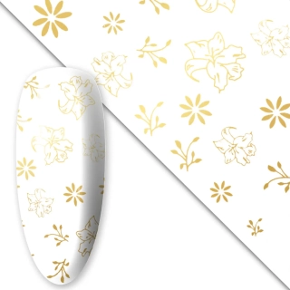 Zdobicí fólie na nehty - Gold Series Flowers, 100cm
