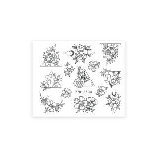 Vodolepky na nehty - Flowers YZW-3534