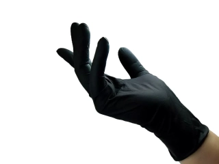 Nitrilové rukavice bez latexu, černé (M) - 5 párů