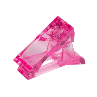 Polygel klip - držák duálních polygel šablon růžový