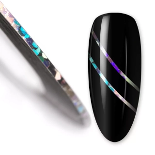 Samolepící zdobící páska na nehty Silver holografická - 1mm